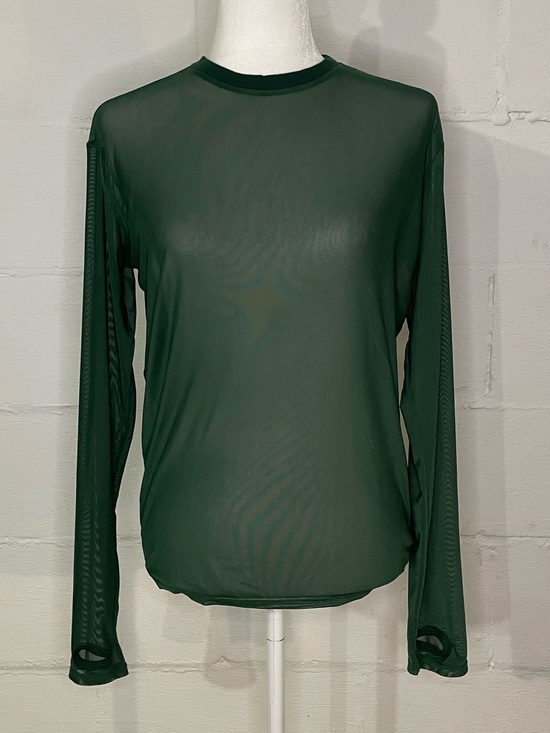Tomboy Butterfly Tops - Sheer Long-Sleeve Tee in Forest Green
